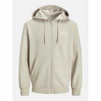 Jack And Jones Logo Sweat Zip Hood Mens Moonbeam Jack And Jones Logo Sweat Zip Hood Mens Moonbeam