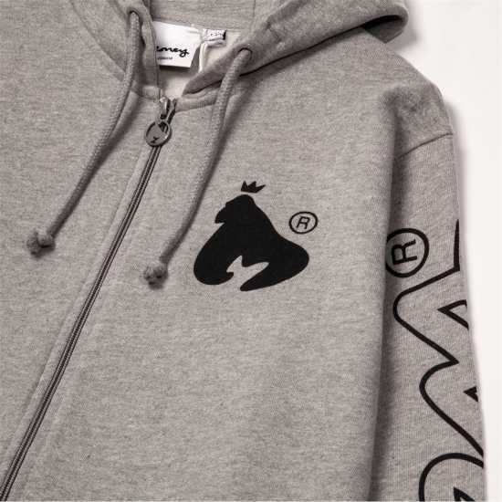 Money Ape Sleeve Zip Hood Jnr Сиво Детски суитчъри и блузи с качулки