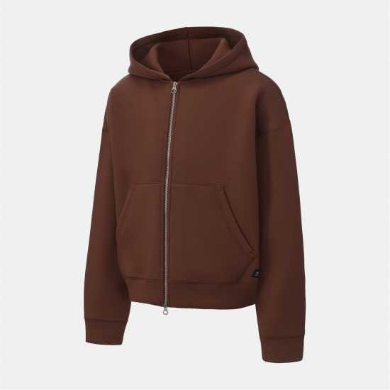Firetrap Мъжки Суитшърт Scuba Full Zip Hoody Mens Brown Firetrap Мъжки Суитшърт Scuba Full Zip Hoody Mens Brown