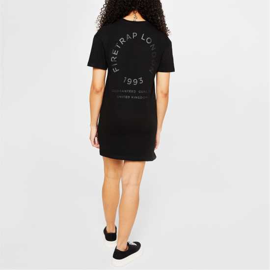 Firetrap Рокля-Риза Oversized T-Shirt Dress Black Дамски поли и рокли