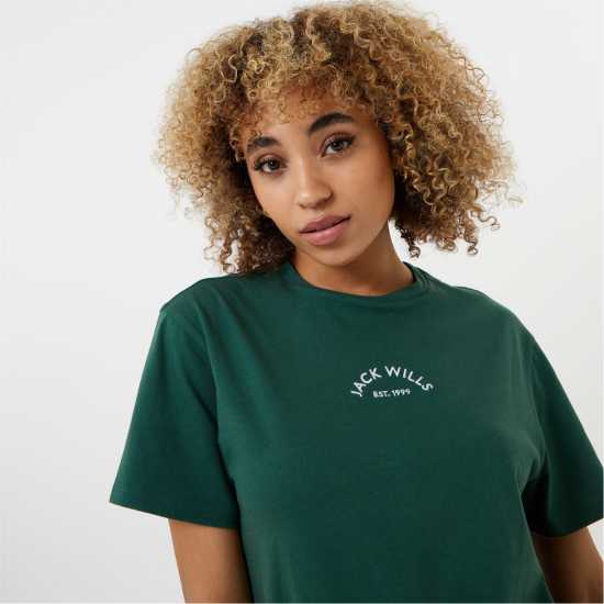 Рокля-Риза Jack Wills Logo T-Shirt Dress Forest Green Дамски поли и рокли