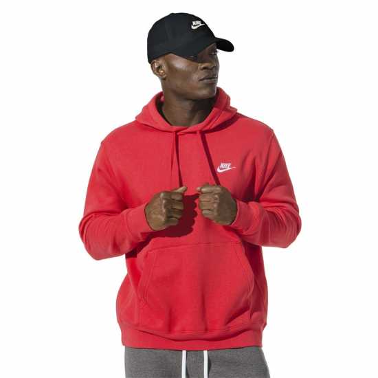 Мъжки суитчъри и блузи с качулки Nike Sportswear Club Fleece Pullover Hoodie Mens Уни Червено/Бяло Nike Sportswear Club Fleece Pullover Hoodie Mens Уни Червено/Бяло Мъжки суитчъри и блузи с качулки