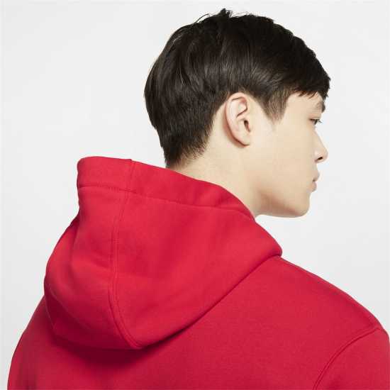 Nike Sportswear Club Fleece Pullover Hoodie Mens Уни Червено/Бяло Мъжки суитчъри и блузи с качулки