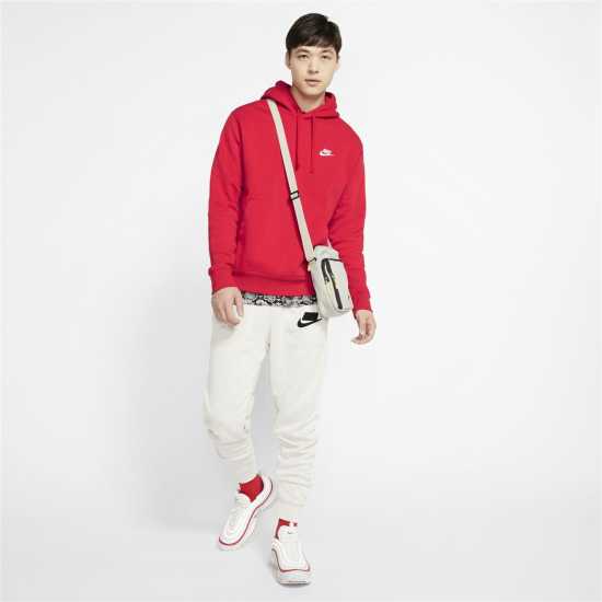 Nike Sportswear Club Fleece Pullover Hoodie Mens Уни Червено/Бяло Мъжки суитчъри и блузи с качулки