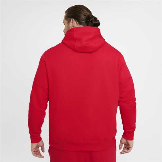 Nike Sportswear Club Fleece Pullover Hoodie Mens Уни Червено/Бяло Мъжки суитчъри и блузи с качулки