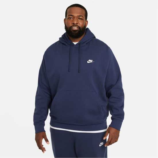 Nike Sportswear Club Fleece Pullover Hoodie Mens Navy/White 