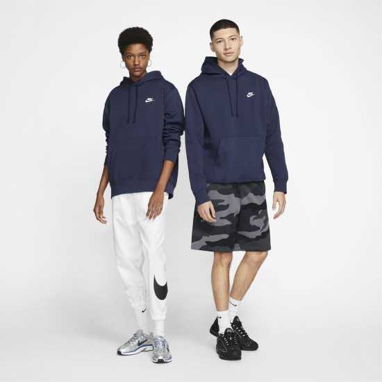 Nike Sportswear Club Fleece Pullover Hoodie Mens Морска синьо Nike Sportswear Club Fleece Pullover Hoodie Mens Морска синьо