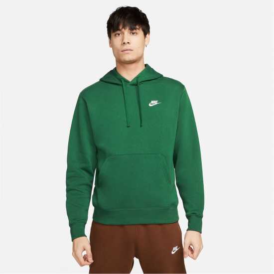 Nike Sportswear Club Fleece Pullover Hoodie Mens Olive/White Nike Sportswear Club Fleece Pullover Hoodie Mens Olive/White