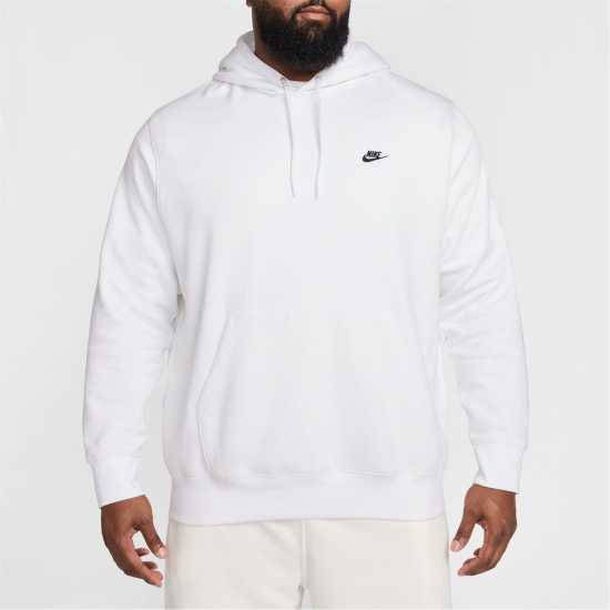 Nike Sportswear Club Fleece Pullover Hoodie Mens Бяло/Черно Мъжки суитчъри и блузи с качулки