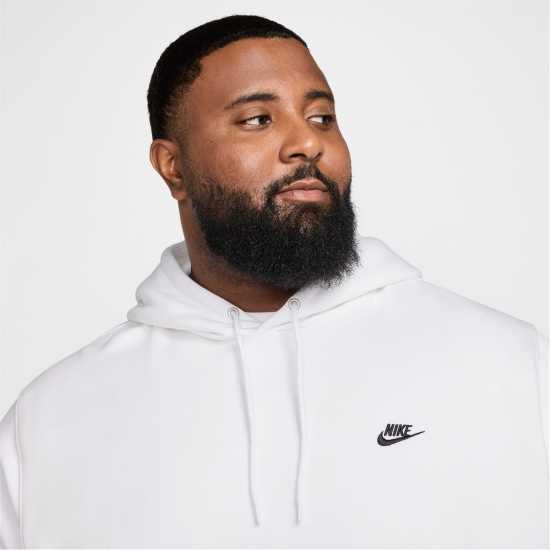 Nike Sportswear Club Fleece Pullover Hoodie Mens Бяло/Черно Мъжки суитчъри и блузи с качулки