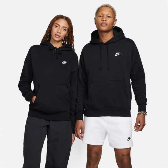 Nike Sportswear Club Fleece Pullover Hoodie Mens Black/White Мъжки суитчъри и блузи с качулки