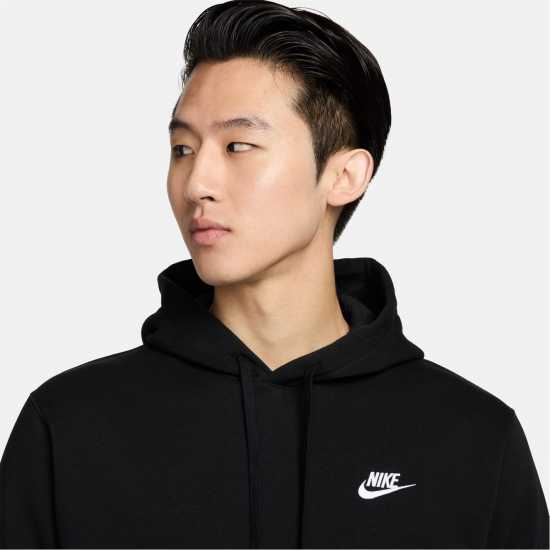 Nike Sportswear Club Fleece Pullover Hoodie Mens Black/White Мъжки суитчъри и блузи с качулки