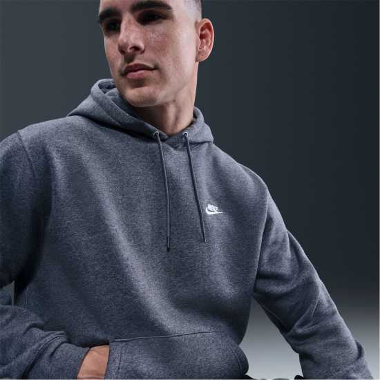 Nike Sportswear Club Fleece Pullover Hoodie Mens Въглен/Желязо/Бял 