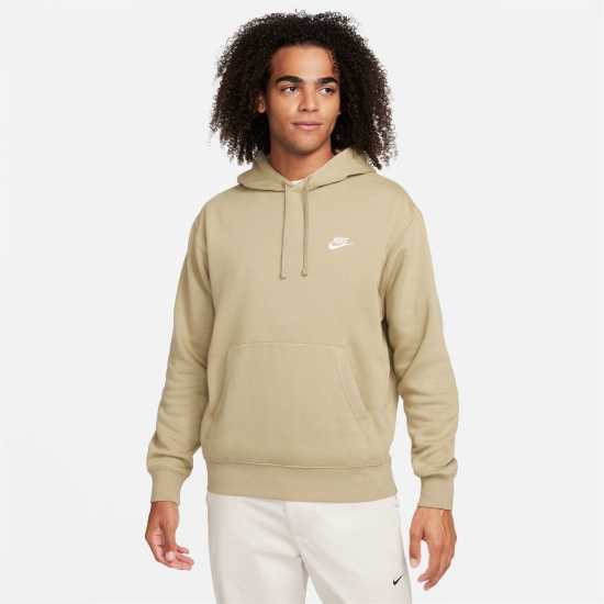 Nike Sportswear Club Fleece Pullover Hoodie Mens Olive/White Мъжки полар