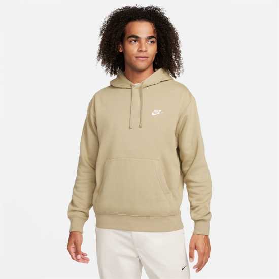 Nike Sportswear Club Fleece Pullover Hoodie Mens Olive/White Nike Sportswear Club Fleece Pullover Hoodie Mens Olive/White