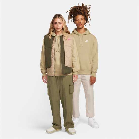 Nike Sportswear Club Fleece Pullover Hoodie Mens Olive/White Nike Sportswear Club Fleece Pullover Hoodie Mens Olive/White