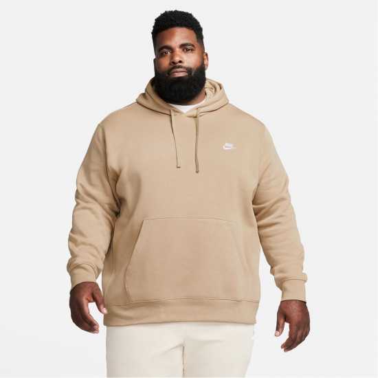 Nike Sportswear Club Fleece Pullover Hoodie Mens Хаки/Бяло Мъжки суитчъри и блузи с качулки