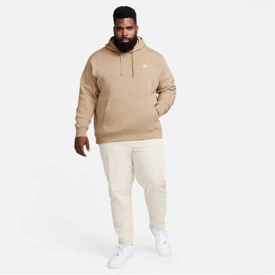 Nike Sportswear Club Fleece Pullover Hoodie Mens Khaki/White Мъжки суитчъри и блузи с качулки