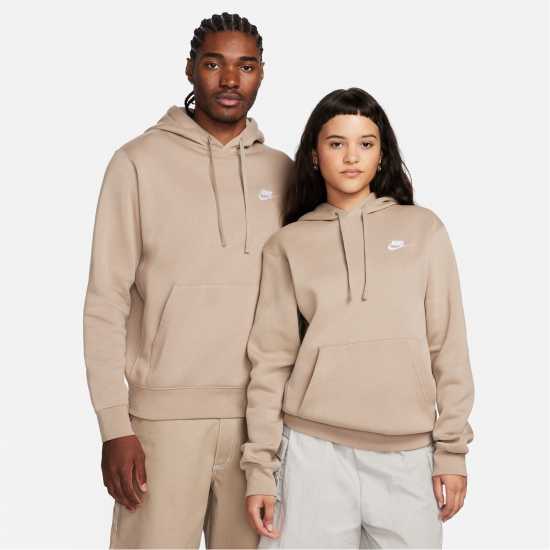 Nike Sportswear Club Fleece Pullover Hoodie Mens Хаки/Бяло Мъжки суитчъри и блузи с качулки
