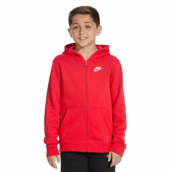 Nike Детска Блуза С Качулка Full Zip Hoody Juniors Red/White Детски суитчъри и блузи с качулки