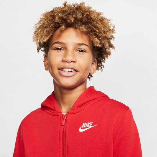Nike Детска Блуза С Качулка Full Zip Hoody Juniors Red/White Детски суитчъри и блузи с качулки