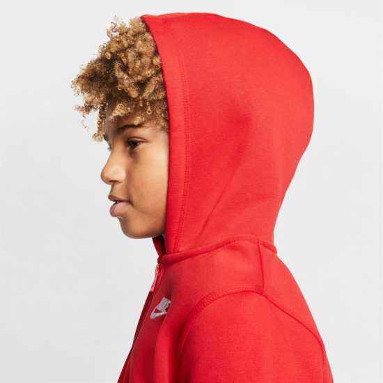Nike Детска Блуза С Качулка Full Zip Hoody Juniors Red/White Детски суитчъри и блузи с качулки