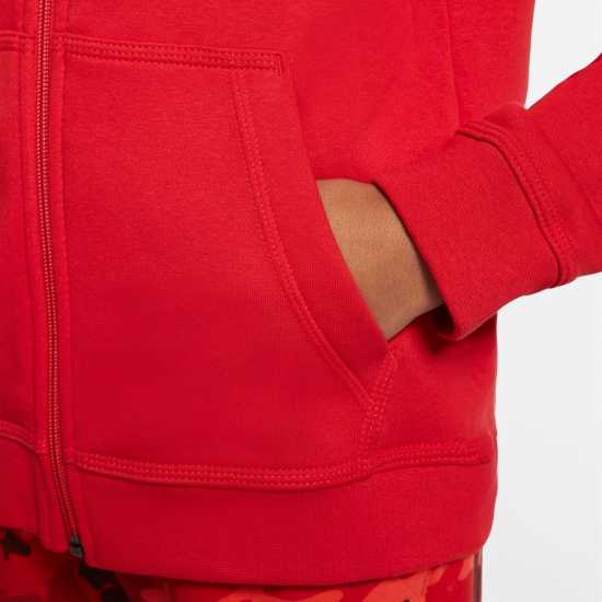 Nike Детска Блуза С Качулка Full Zip Hoody Juniors Red/White Детски суитчъри и блузи с качулки