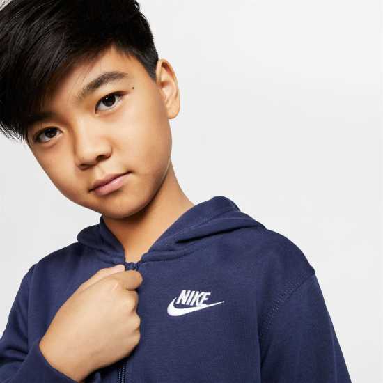 Nike Детска Блуза С Качулка Full Zip Hoody Juniors Морска синьо Детски суитчъри и блузи с качулки