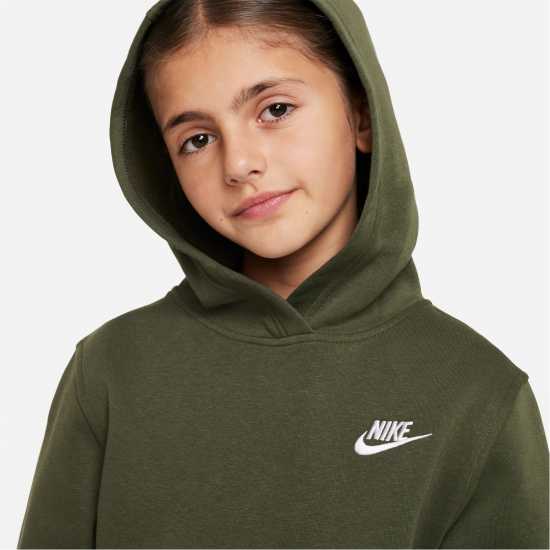 Nike Club Pullover Hoodie Junior Boys Khaki/White Детски суитчъри и блузи с качулки