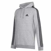 Adidas Essentials Fleece 3-Stripes Hoodie Mens Средно сиво/бяло Мъжки полар
