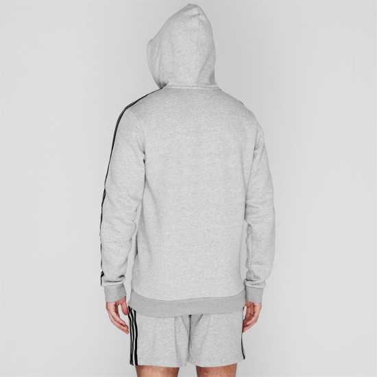 Adidas Essentials Fleece 3-Stripes Hoodie Mens MedGrey/White Мъжки полар