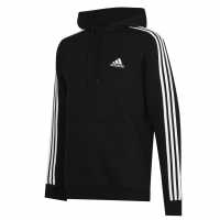 Adidas Essentials Fleece 3-Stripes Hoodie Mens Black/White Мъжки полар