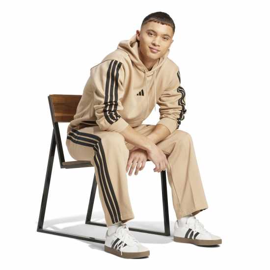 Adidas Essentials Fleece 3-Stripes Hoodie Mens Пясъчен камък Adidas Essentials Fleece 3-Stripes Hoodie Mens Пясъчен камък