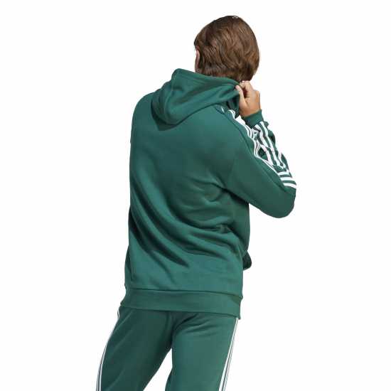 Adidas Essentials Fleece 3-Stripes Hoodie Mens Col Green/White Мъжки суитчъри и блузи с качулки