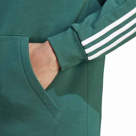Adidas Essentials Fleece 3-Stripes Hoodie Mens Col Green/White Мъжки суитчъри и блузи с качулки