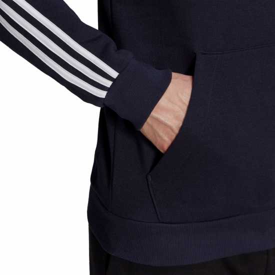 Adidas Essentials Fleece 3-Stripes Hoodie Mens Navy/White Мъжки полар