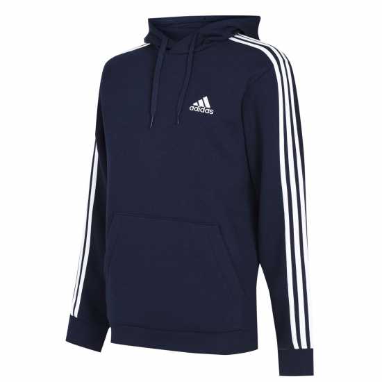 Adidas Essentials Fleece 3-Stripes Hoodie Mens Navy/White Мъжки полар