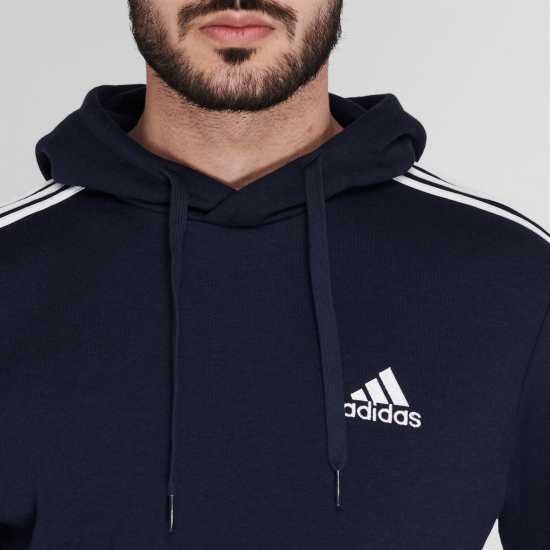 Adidas Essentials Fleece 3-Stripes Hoodie Mens Navy/White Мъжки полар