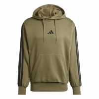 Adidas Essentials Fleece 3-Stripes Hoodie Mens Олива Страта Adidas Essentials Fleece 3-Stripes Hoodie Mens Олива Страта