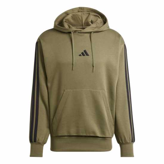 Adidas Essentials Fleece 3-Stripes Hoodie Mens Олива Страта Adidas Essentials Fleece 3-Stripes Hoodie Mens Олива Страта