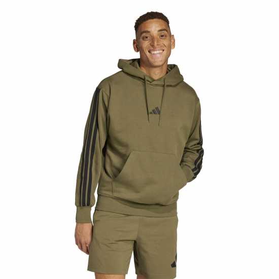 Adidas Essentials Fleece 3-Stripes Hoodie Mens Олива Страта Adidas Essentials Fleece 3-Stripes Hoodie Mens Олива Страта