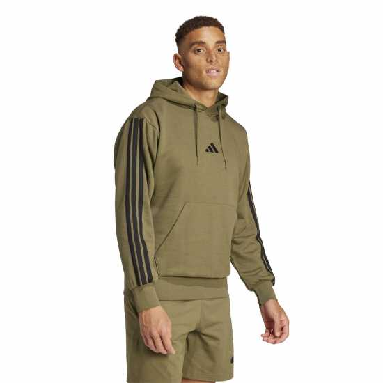 Adidas Essentials Fleece 3-Stripes Hoodie Mens Олива Страта Adidas Essentials Fleece 3-Stripes Hoodie Mens Олива Страта
