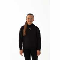 Puma Contrast Fleece Hoodie OTH Black/White Детски суитчъри и блузи с качулки