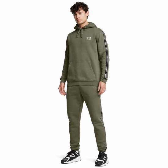 Under Armour Icon Fleece Taping Hoodie Mens Marine OD Green Мъжки суитчъри и блузи с качулки