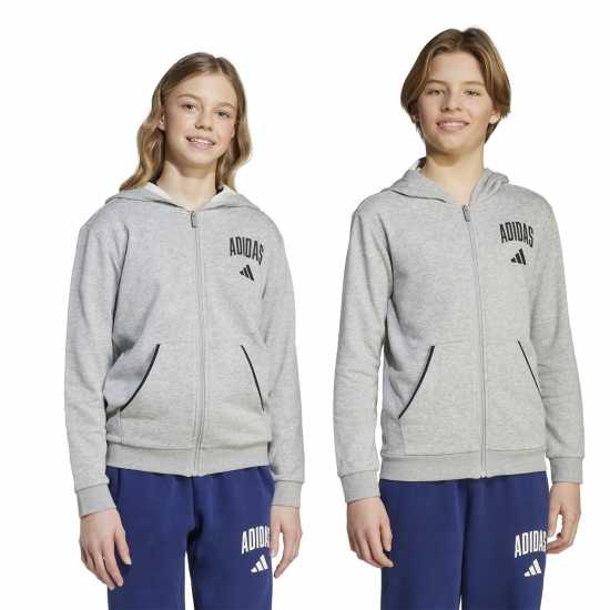 Adidas Clgt Ft Hdie Jn61 Grey/Black Детски суитчъри и блузи с качулки