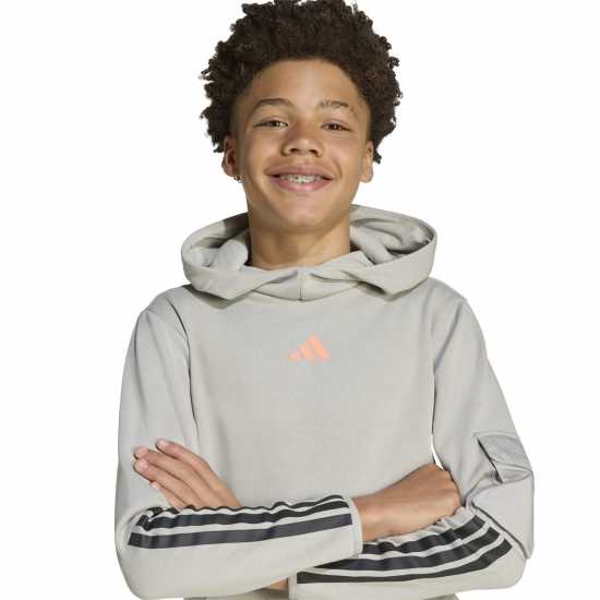 Adidas Utility Fleece Hoodie Juniors Сиво/Корал Adidas Utility Fleece Hoodie Juniors Сиво/Корал