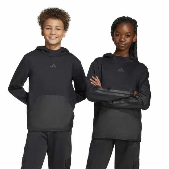Adidas Utility Fleece Hoodie Juniors Black Детски суитчъри и блузи с качулки