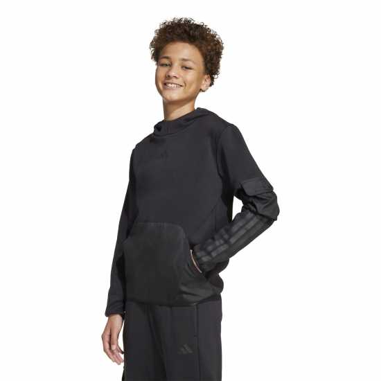 Adidas Utility Fleece Hoodie Juniors Black Детски суитчъри и блузи с качулки