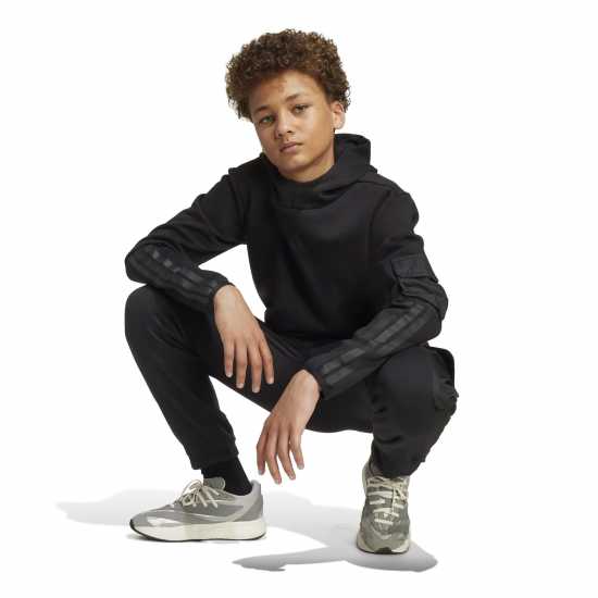 Adidas Utility Fleece Hoodie Juniors Black Детски суитчъри и блузи с качулки