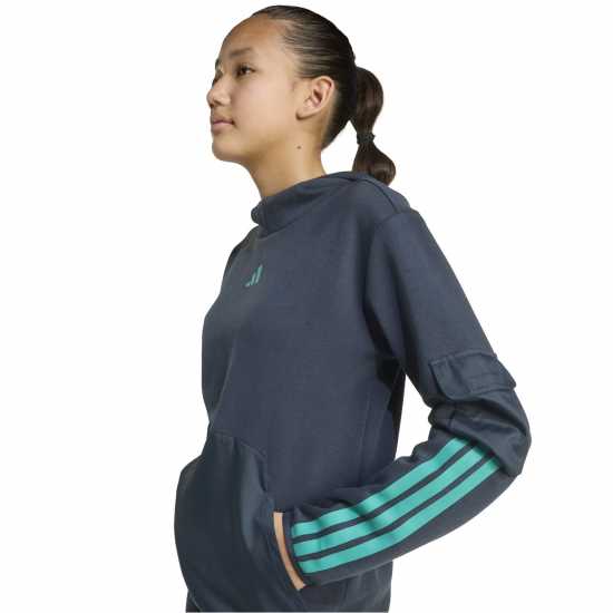 Adidas Utility Fleece Hoodie Juniors Ink Blue Детски суитчъри и блузи с качулки